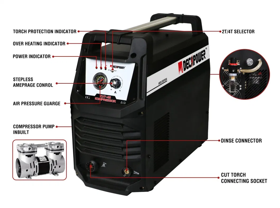 5% off Decapower Portable Air Plasma Cutting Machine 45A with Compressor Cut 8~16mm Metal Steel