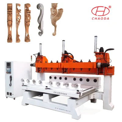 Multihead CNC Wood Router Machine for Furniture Legs Column Carving Prices